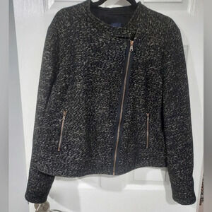 Gap Marled Black & White Tweed Moto Jacket in Size XXL